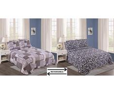 ForenTex XE-2659 Couvre-lit pour lit de 160/180 cm rÃ©versible imprimÃ© Cousu pour Printemps/Ã©tÃ© Gris 270 x 260 cm