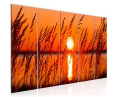 Tableau decoration murale Paysage coucher de soleil 200 x 80 cm - XXL Impression sur Toile Salon Appartment 5 Parties - prêt à accrocher - 603255a