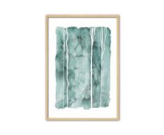 CUADRIMAN Abstrait Tableau Ã©corce, Bois, Bleu Vert, 62Â x 42Â cm