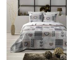 douceur dintÃ©rieur FROZIE COUVRE LIT 2 PERSONNES MATELASSE +2 HOUSSES DE COUSSIN 60X60, Multicolore, 220 x 240 CM