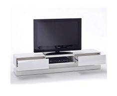 INSIDE Meuble TV Design Shiva 2 tiroirs laquÃ© Blanc Mat Ã©clairage LED intÃ©grÃ©
