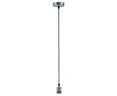 Paulmann 50322 Suspensions E27, 2m cÃ¢ble tissÃ©, gris douille et baldaquin, Nickel brossÃ©