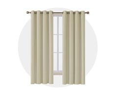Deconovo Rideau Occultant en Tissu Design Moderne Salon Anti Chaleur Chambre Enfant Ã Oeillet Isolant Thermique 2 Pcs, Polyester, Beige FoncÃ©, 140x175cm