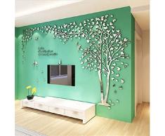 Mondial-Fete - Arbre dÃ©co 3D Miroir Acrylique Argent adhÃ©sif (200 x 400 cm)