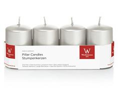 Wiedemann Lot de 4 bougeoirs en Cire Vernie Argenté 8 x 5 cm