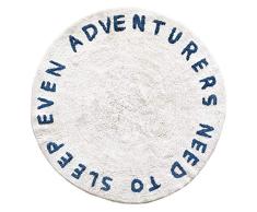 Kenay Home Tapis dÃ©coratif pour Enfant Lavable Adventure Blanc/Bleu Rond