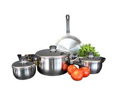 Bastilipo Berne Batterie de Cuisine, Acier Inoxydable, Gris, 24Â cm, 7Â piÃ¨ces