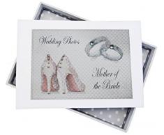 White Cotton Cards Jour après Jour, Mère de la mariée Mini Album Photo, Chaussures et bagues de Mariage Tableau, Design, Blanc, 12.5 x 17.5 x 2.5 cm