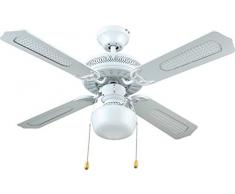 Bastilipo Ventilateur de plafond avec lumière E27 60 W 105 x 42 cm blanc