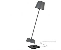 Zafferano Poldina Pro XXL - Lampe de table / lampadaire sur pied LED Ã intensitÃ© variable (150 cm / 81 cm / 69 cm), nouvelle station de recharge Ã contact, prise UE - GrisfoncÃ©
