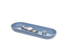 iDesign Rangement Maquillage, Organisateur Tiroir Plat en Plastique, Organiseur Maquillage Ovale pour Lavabo ou Coiffeuse, Bleu
