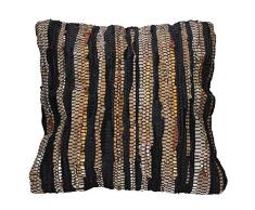 Gisela Graham Coussin en Cuir avec Coussin Motif Rayures Noir