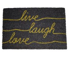 Doormat World Live Laugh Paillasson Love Gris/Jaune Scribble pour intérieur et extérieur