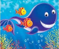 Legendarte P-022 Tableau Gita Entre i Coralli, Impression numérique sur Toile, Multicolore, 50 x 60 cm.