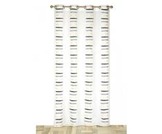 HomeMaison Voilage en Etamine avec Petit Jacquard Horizontal, Polyester, Gris, 240x140 cm