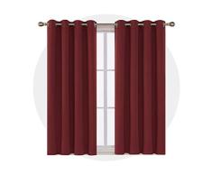 Deconovo Rideau Occultant Chambre Enfant Dressing Anti Chaleur Ã Oeillet de Porte Isolant Thermique 2 Pcs, Rouge, 140x138cm