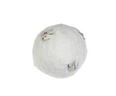 EUROCINSA Ref.27121 Boule Pendentif Blanche en rotin Brillant avec incrustations de Pommes de pin 15 cm 6 pièces, 15 cm