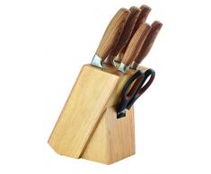 Here ahrenthal Bloc Ã Couteaux 7Â piÃ¨ces avec Bloc de Bois, Acier Inoxydable, Beige, en Caoutchouc 10Â x 15Â x 25Â cm, 4Â unitÃ©s de