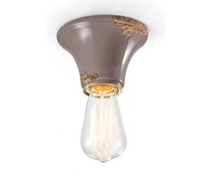 ferroluce rétro Plafonnier minimaliste Base circulaire E27, taupe