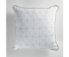 Douceur dIntÃ©rieur QUADRIS Coussin DEHOUSSABLE Passepoil, Blanc/Argent, 40 x 40 CM