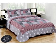 ForenTex LE-2625 Couvre-lit pour lit de 150 cm rÃ©versible imprimÃ© Cousu pour Printemps/Ã©tÃ© Gris 240 x 260 cm