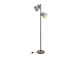 EGLO 49722 Lampe sur Pied, Bois, E27, 40 W, Braun-Patina, Schwarz
