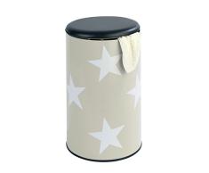 Wenko 23180100 Tabouret et Coffre Ã Linge, Acier, Multicolore, 35,5 x 35,5 x 60 cm