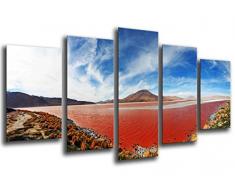 Tableau Moderne Photographique, Impression sur bois, Laguna Colorada paysage, 165 x 62 cm, ref. 26070