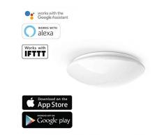 Hama Plafonnier WiFi (effet scintillant, rond, diamÃ¨tre de 30 cm, encastrÃ©, compatible avec Alexa/Google Home, application/commande vocale, 2,4 GHz, IFTTT) Blanc