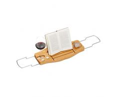 Relaxdays, nature Pont de baignoire extensible, plateau bambou, tablette salle de bain, planche, 72-106 cm, fer, 1 élément