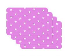 Venilia Set de table STARS FUCHSIA MOTIF, 45 x 30 cm, 4 pcs, antidÃ©rapant rÃ©siste Ã la chaleur et fait, PolypropylÃ¨ne, 59048