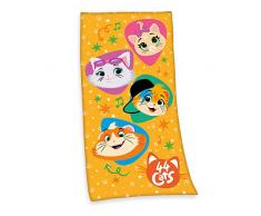 Herding 44 Chats Serviette de Bain, Coton/Velours, Multicolore, 75 x 150 cm