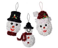 WeRChristmas Lot de 3 dÃ©corations de porte en guirlande Motif NoÃ«l et bonhomme de neige 20 cm