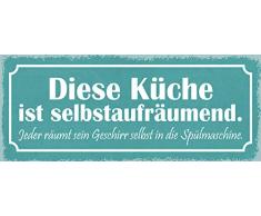 Schatzmix Spruch Cette cuisine est auto-rÃ©gÃ©nÃ©rante. Tout le monde aime votre vaisselle mÃªme dans le lave-vaisselle. Plaque mÃ©tallique 27 x 10 cm - Plaque dÃ©corative en tÃ´le - Multicolore - 27 x 10 cm