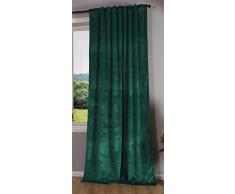 Rideau occultant Milano en Velours Opaque avec Passants et Cordon de Serrage Blackout - Réglable - 100 % Polyester - Vert - 280 x 135 cm