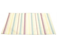 Duckydora Amalfi Facile Ã Nettoyer Ã laide dun Set de Table, Bleu Canard/Jaune/Motif Rayures Rose