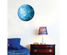 Walplus Earth Phosphorescent Amovible Auto-AdhÃ©sif Bricolage Maison Bureau DÃ©coration Mural Autocollants Bleu, 30 X 30 CM