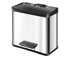 Hailo 0633-200 Poubelle à Pédale, Acier Inoxydable, Gris, 44,5 x 47,5 x 34,5 cm