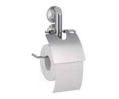 Relaxdays Porte rouleau de papier toilette à ventouse sans perçage KNUTSCHI HxlxP: 19 x 16 x 4 cm, argenté
