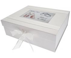 White Cotton Cards Jour aprÃ¨s Jour, MÃ¨re de la mariÃ©e Grande boÃ®te Souvenir, Chaussures et bagues de Mariage Tableau, Design, Blanc, 27.2Â x 32Â x 11Â cm