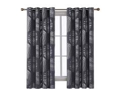 Deconovo Rideaux Occultants Ã Oeillet Argente imprimÃ© FenÃªtre Motif Anti Chaleur Isolation Thermique pour Fille Salon Chambre 2 Pcs, Gris FoncÃ©, 117x183cm