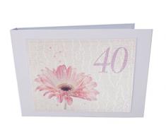 White Cotton Cards Age 101,6Â cm Gerbera Rose Design Tiny Valeur Album Photo, Blanc