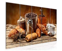 Tableau decoration murale CafÃ© 200 x 80 cm - XXL Impression sur Toile Salon Appartment 5 Parties - prÃªt Ã accrocher - 505055c