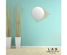 L:A:S Laser Art Style Miroir Mural Moderne pour entrée et Chambre à Coucher W-397, Bois Naturel, 75 x 60 cm