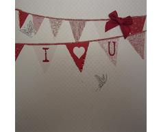 White Cotton Cards Guirlande I Love U Valentine s Day Fait Main Blanc