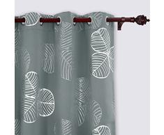Deconovo Rideaux Occultant Argente Motif Anti Chaleur Froid Thermique Oeillet pour Salon FenÃªtre Chambre 2 Pcs, Gris FoncÃ©, 117x229cm