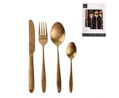 Home Deco Factory KA2863 MÃ©nagÃ¨re 16 couverts Couteaux Fourchettes CuillÃ¨res Ã soupe et CuillÃ¨res Ã cafÃ© MÃ©tal acier inoxydable Cuivre H24,5 x 5 x 16,5 cm