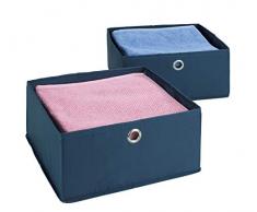 Wenko 64537100 Business Lot de 2 boîtes de Rangement pour tiroirs Bleu foncé 28 x 13 x 28 cm