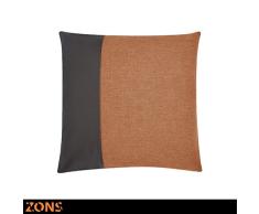 ZONS Malton Coussin Simili Cuir 45x45cm 6 Couleurs + Rembourrage 450g (Orange)