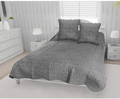 Soleil docre Arabesque Boutis, Coton, Gris, 220x240 cm